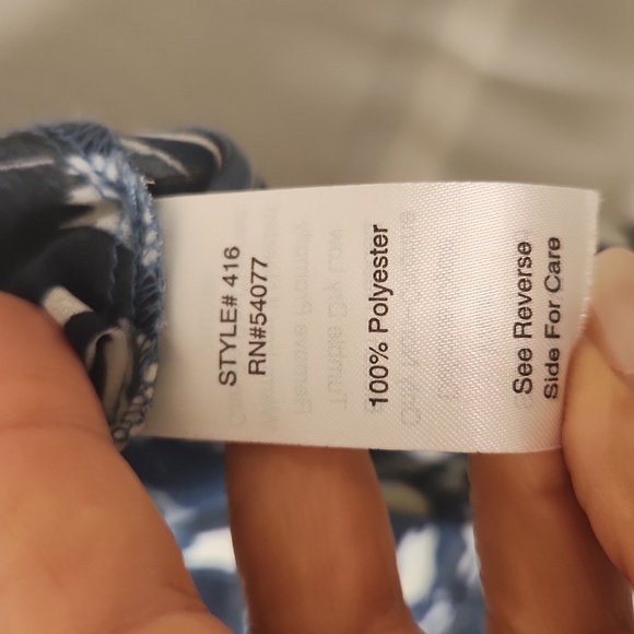 Cabi Women's Blue/White DappledDot Floral Semi Sheer Sleeveless TunicTop Size XS - Picture 10 of 12